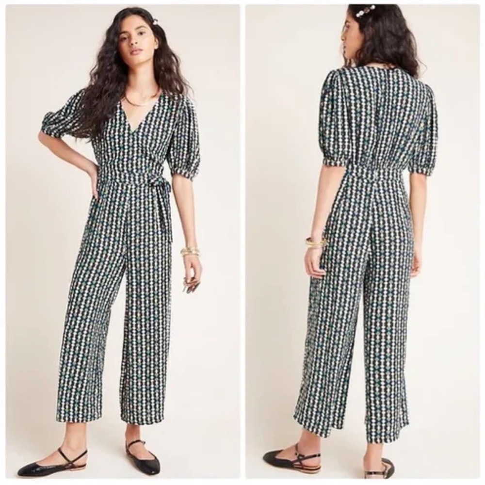 Anthropologie x Kachel Geometric Abstract V-neck Evie Jumpsuit